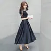 Vestido de Noche para Mujer 2026 Nuevo Modelo Almacén de Ultramar Tienda Independiente Azul Marino Elegante Adelgazante Vestido de Anfitrión para Reunión Anual