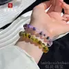 Pulseira de Contas Redondas de Ágata Coração de Açúcar Colorido Tipo Gelo Natural, Cordão de Contas Simples de Múltiplas Pedras Preciosas de Corte Reto Sete Cores, Pulseira de Casal de Círculo Único