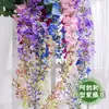Flor de Glicínia de Galhos Longos Simulada de Alta Qualidade Decoração de Sala de Estar Interna Enfeites Pendentes Flor Artificial Pendurada no Teto Arco de Casamento