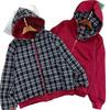 Amazon 2025 Sudadera con capucha reversible a cuadros personalizada de otoño e invierno europea y americana, sudadera con cremallera holgada