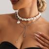 Europa y los Estados Unidos joyería transfronteriza ocho hombres estrella luna en forma de perla clavícula cadena luz lujo moda gargantilla dulce fresco collar mujeres