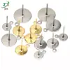 Tarrachas de Brinco de Aço Inoxidável com Argolas/Peças Redondas Douradas com Tachos Pendurados Acessórios para Brincos DIY Feitos à Mão Brincos
