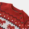 Suéteres para Niños y Niñas 2026 Otoño e Invierno Nuevo Estilo Bebé Suéter Rojo Atuendo de Año Nuevo Chaqueta de Primavera con Ponis para Niños