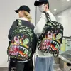 Mochila Escolar Leve Impermeável Colorida de Tubarão Nova Transfronteiriça para Estudantes Estampada Grande Capacidade Desenho Animado Personalizado Moda Mochila
