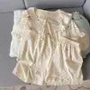 Pijama de Verão para Mulheres, Shorts de Algodão Nuvem de Manga Curta, Pulôver com Gola Peter Pan, Estilo Doce Princesa Desenho Animado Ins Estilo Coreano Conjunto