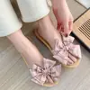 Pantuflas de Lino 2026 para Mujer con Suelas Suaves y Moños Lindos para Uso en Casa, Pantuflas de Madera para Piso Interior, Sandalias de Suela Gruesa de Verano