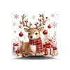 Fundas de almohada divertidas y caprichosas con temática navideña y lindos estampados de animales, adecuadas para uso doméstico, casas de huéspedes y decoración de sofás.