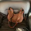 Bolso Retro Marrón Tipo Empanada para Mujer Nueva Moda Otoño e Invierno Coreano de Nicho Bolso de Hombro, Debajo del Brazo, Cruzado Bolso Croissant