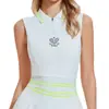 Chaleco Deportivo Transfronterizo Europeo y Americano para Mujer, Ropa Transpirable para Fitness, Running, Tenis, Cuello Polo, Top de Yoga sin Mangas con Sensación de Segunda Piel