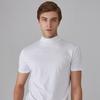 Exportação Atacado Camiseta Juvenil Masculina de Gola Alta Manga Curta Gola Média Cor Lisa Meia Gola Camiseta Básica Diária Manga Curta