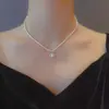 Collar de Perlas Micro-Pavimentado con Diamantes Completos para Mujer 2025 Nuevo de Moda Nicho Cadena para Clavícula de Lujo Ligero Temperamento Versátil Mujer
