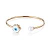 Joyería Creativa Nueva Japonesa y Coreana Buena Suerte Perla Ojo del Diablo Brazalete Abierto Hueco Regalo para Novia y Mejor Amiga