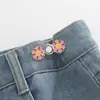 Botón de Cara Sonriente con Margarita para Cintura, Base Plana, Desmontable, Sin Coser, Botón de Cintura Reductor para Jeans, Reductor de Talla de Cintura