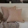 Cojín decorativo estilo nórdico para sofá, funda de almohada de lino con tejido cruzado, ambiente otoñal, diseño con puntada en el borde, simple y fácil de combinar, soporte lumbar