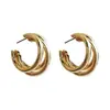 Accesorios de Moda Transfronterizos Europeos y Americanos, Pendientes Dorados en Forma de C de Múltiples Capas, Pendientes Elegantes y Simples, con Estilo y Versátiles, Venta al por Mayor