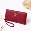 Billetera Larga Nueva para Mujer Estilo Coreano Rombo de Mujer Bolso para Tarjetas de Gama Alta Billetera de Embrague de Gran Capacidad