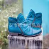 Estação Independente Comércio Exterior Bico Redondo Boca em V Botas de Couro Femininas Zíper Lateral Botas Martin 2025 Outono Salto Grosso Salto Ferradura Sapatos Femininos