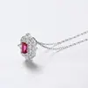 Colar Pingente Pag&Mag S925 Prata Esterlina Europeu e Americano com Pedra Preciosa Vermelha Rosa Incrustada para Mulheres, Corrente de Clavícula de Luxo Leve com Diamantes Completos Vintage