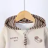 Mameluco de polar para bebé, ropa exterior de otoño e invierno, mameluco a rayas con capucha y bordado de dibujos animados, atuendo para portabebés recién nacidos
