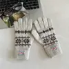 Guantes sin dedos de punto jacquard estilo Fair Isle retro para mujer, guantes cálidos de invierno compatibles con pantalla táctil para exteriores para ciclismo y protección contra el frío