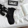 Calcetines de Encaje Nube para Mujer, Calcetines Cortos de Algodón de Doble Aguja para Primavera y Verano, Calcetines de Color Sólido para Chica Estilo Universitario JK Japonés, Calcetines de Media Pantorrilla