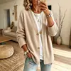 Estilo europeo y americano, corte holgado, cárdigan de punto gofre con hombros caídos, con un sencillo cuello en V y diseño de un solo botón, una chaqueta suéter casual