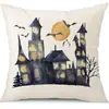 Funda de Almohada Halloween Calabaza Divertida Transfronteriza Amazon Estampado de Lino Funda Decorativa para Cojín de Sofá del Hogar