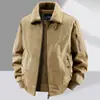 Chaqueta de Piloto de la Fuerza Aérea de Gama Alta para Hombre Invierno Terciopelo Engrosado Algodón Holgada Ropa de Algodón para Hombres de Mediana Edad Chaqueta con Solapa