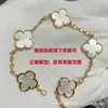 Pulsera de trébol de cinco hojas de alta gama, chapada en oro V de alta calidad con oro de 18 quilates, unisex, versátil, elegante y lujosa