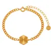 Pulsera de Acero de Titanio con Patrón de CD de Corazón, Flor y Formas Geométricas, Estilo Nuevo Europeo y Americano Transfronterizo para Mujer, Joyería de Mano de Moda de Alto Nivel Chapada en Oro