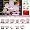 Juego de Vajilla Jingdezhen Vajilla de Cerámica Diamante Rosa Tazón de Arroz Tazón para Fideos Plato Pintado a Mano Oro Regalo