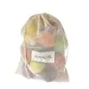 Um Grande Número de Sacos de Rede de Algodão Orgânico Personalizados para Armazenamento de Frutas e Vegetais Sacolas de Compras de Supermercado Sacos de Rede de Algodão com Cordão para Frutas