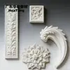 Gesso Componentes Irregulares Europeus Esculpidos Pequenas Amostras Tiras Longas Grama Enrolada Arcos Curvos Flores Folhas Múltiplos Estilos Acessórios Amostras de Material