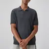 Camisa Polo de Punto Jacquard Acanalado Cuello en V para Hombre Transfronteriza, Cuello de Gaviota Retro Manga Corta Blanca para Hombre