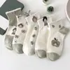 Meias Curtas para Mulheres Primavera e Verão Finas Desenho Animado Menina Senhoras Cano Curto Fofas Estudante Estilo Coreano Estilo College Meias para Mulheres