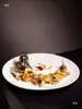Plato Redondo de Cerámica Especialidad de Hotel Estilo Chino, Plato para Pescado al Vapor con Puntos Rojos, Plato de Presentación Cangrejo Rey, Plato Privado Personalizado, Vajilla Creativa