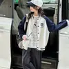 Jaqueta Feminina Primavera e Outono 2026 Nova Estilosa Moda Casual Infantil Jaqueta Baseball Manga Raglan para Crianças Médias e Grandes Roupas de Outono