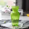 Juego de jarrones de cristal de colores con rayas verticales, jarrón hidropónico transparente para arreglos florales, decoración de escritorio para el hogar, estilo pequeño y fresco