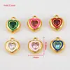 Estilo Dulce Acero Inoxidable 304 Colgante Colorido con Forma de Corazón de Diamante Alta Retención de Color Accesorios para Pulsera, Collar, Pendientes DIY