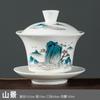 Tazón Cubierto de Porcelana Blanca Tazón Individual de Té Kung Fu con Tapa Tazón Cubierto de Tres Tapas Cerámica de Dehua Hogar Hecho a Mano Té Juego de Té Venta al Mayoreo