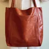 Bolsa de Ombro Portátil de Couro Macio Feminina com Bolsos, Couro Waxado Retrô, Grande Capacidade, Nova Bolsa Tote Fashionável para Comércio Eletrônico Transfronteiriço