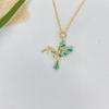 Joyería de Zirconia con Microincrustaciones de Cobre Color Gota de Aceite Loro Pájaro O Collar Colgante para Mujer Moda Colgante Dorado Animal Pájaro