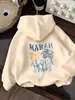 Sudadera con capucha para mujer, talla europea transfronteriza, Otoño/Invierno 2025, estampado hawaiano, letras creativas