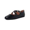 Disponibles en Tallas Grande y Pequeña, Piel de Vaca Texturizada, Zapatos de Abuela Suaves y Cómodos 2024 Primavera Punta Redonda Correa Cruzada Zapatos Planos de Piel Genuina