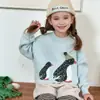 Suéter de Pingüino para Niña 2026 Nuevo Llegado de Invierno Jacquard 3D Cuello Redondo Jersey Holgado Suave Agradable a la Piel Top de Punto
