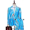 20 Años 7 Trajes Florales Xz103A08 Azul Cielo Mezcla de Algodón Spandex Cuello de Solapa Plana