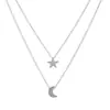Collar Estilo Coreano Colgante de Estrella y Luna Cadena Corta para Clavícula Joyería de Moda para Mujeres 2025 Nueva Moda Versátil