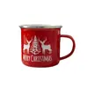 Taza Gruesa de Esmalte Navideña Taza Roja Nueva Fiesta Navideña Taza para Café para el Hogar Taza para Beber