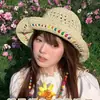 Sombrero de Sol Plegable Versátil, Sombrero de Protección Solar de Estilo Nuevo, Sombrero de Paja con Cuentas de Madera Coloridas Estilo Hyuna, Sombrero de Pescador para Mujer, Sombrero de Playa de Verano