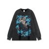 Marca de Moda Nacional Masculina Retro Animação Impressão de Desenhos Animados Velha Lavada Meia Manga Camiseta Masculina e Feminina Solta Retro Meia Manga